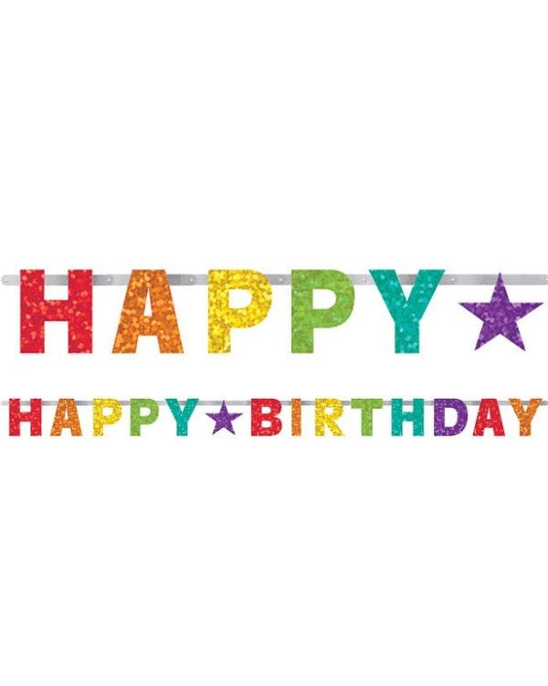 Rainbow &#039;Happy Birthday&#039; Paper Banner - 2.3m