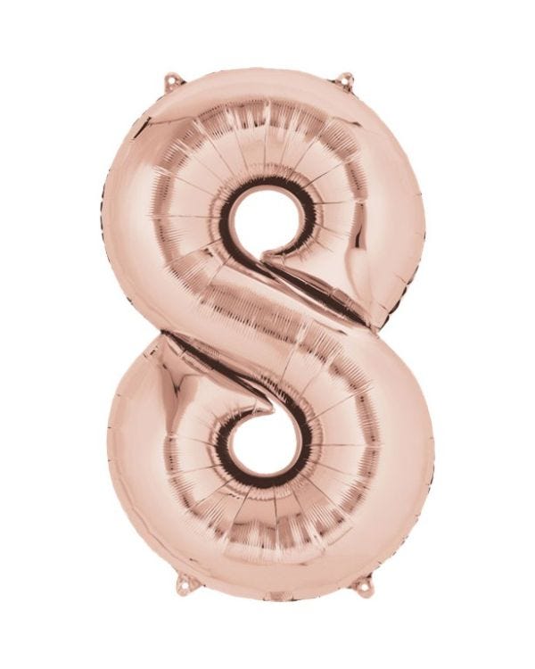 Number 8 Rose Gold Foil Balloon - 34&quot;