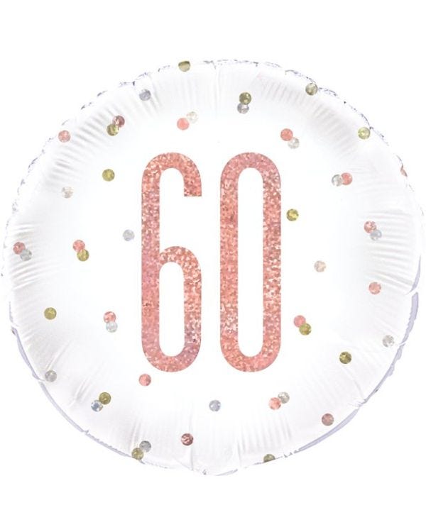 Rose Gold Glitz Number 60th Birthday Balloon - 18&quot; Foil
