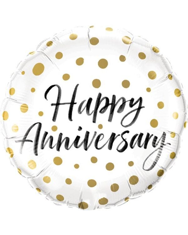 Happy Anniversary Gold Dots Balloon - 18&quot; Foil