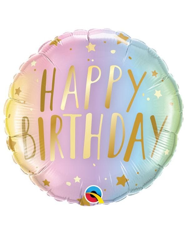 Pastel Ombre &amp; Stars Birthday Balloon - 18&quot; Foil