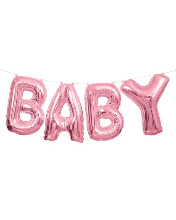 Baby Pink Phrase Balloon Bunting - 14&quot; Foil