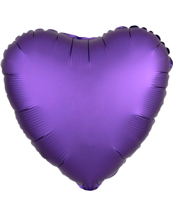 Purple Royale Satin Luxe Heart Foil Balloon - 18&quot; Unpackaged