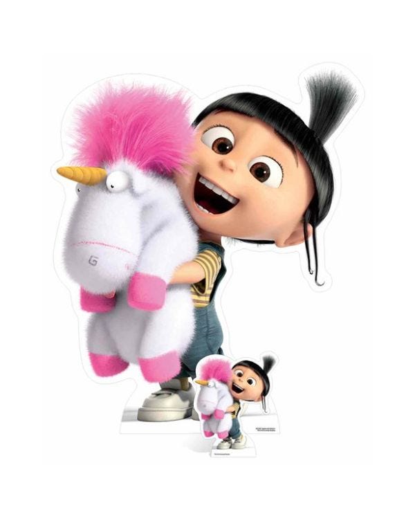 Agnes and  Fluffy Unicorn Cardboard Cutout - 118cm x 100cm
