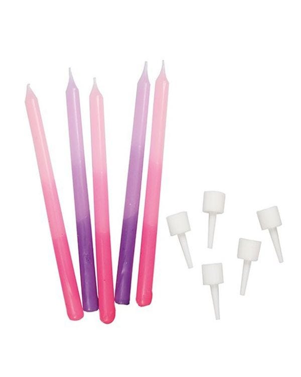 Pink &amp; Purple Ombre Candles - 10cm (12pk)