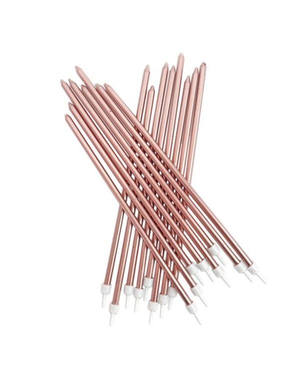 Metallic Rose Gold Extra Tall Candles (16pk)