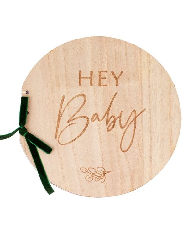 Botanical Baby Wooden Hey Baby Guest Book - 22cm