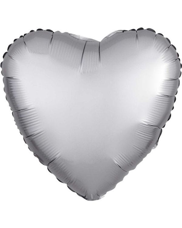 Platinum Satin Luxe Heart Foil Balloon - 18&quot; Unpackaged