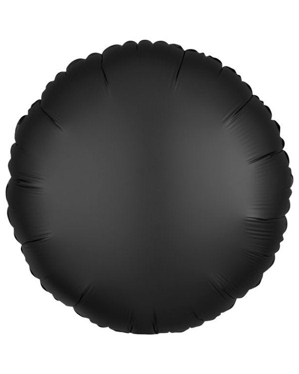 Onyx Black Satin Luxe  Circle Balloon - 18&quot; Foil
