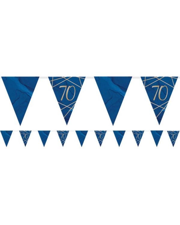 Navy &amp; Gold Geode 70th Birthday Paper Bunting - 3.7m
