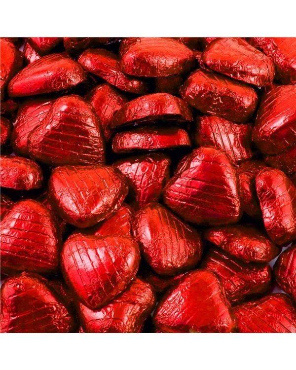 Red Foil Chocolate Hearts - 1kg