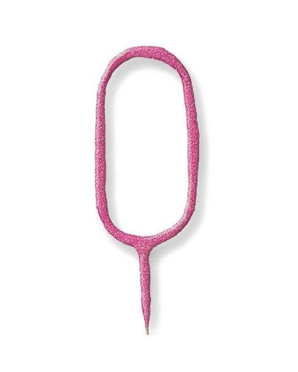 Pink Number 0 Sparkler Candle - 7&quot;