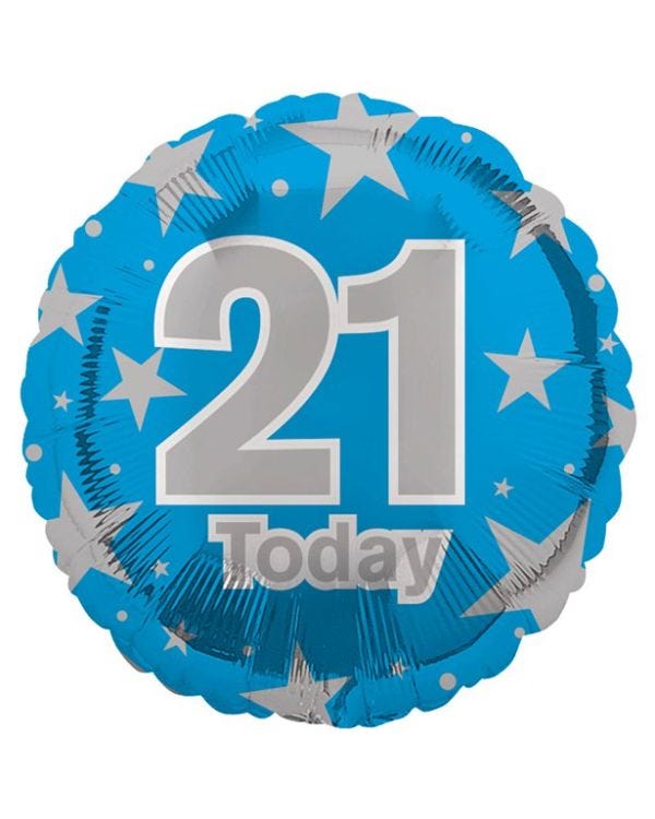 21st Blue Birthday Balloon - 18&quot; Foil