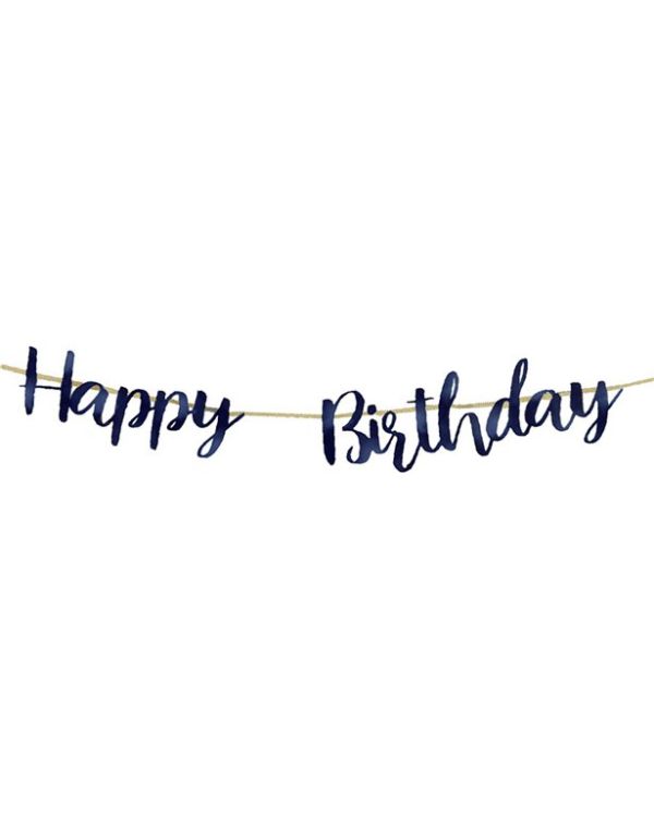 Navy Happy Birthday Paper Bunting - 1.8m