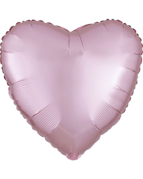 Pastel Pink Heart Satin Luxe Balloon - 18&quot; Foil - Unpackaged