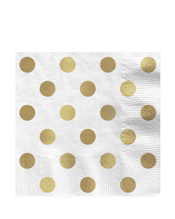 Metallic Gold Dot Paper Napkins - 33cm (16pk)