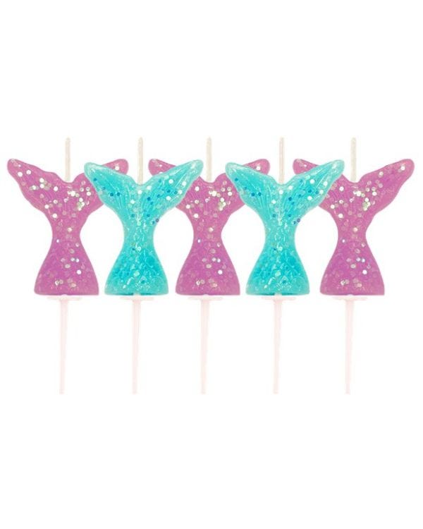 Glitter Mermaid Tail Candles (5pk)