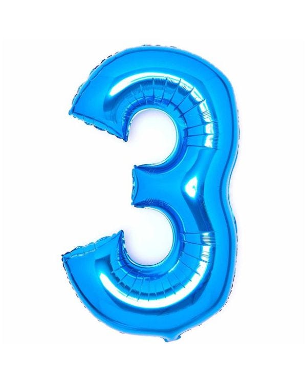 Number 3 Blue Foil Balloon - 34&quot;
