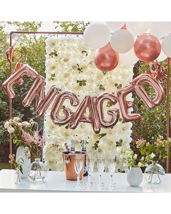 Engaged Rose Gold Balloon Bunting