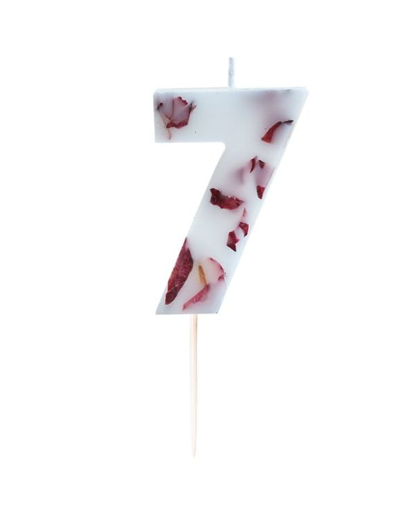 Pressed Petal Number 7 Candle - 9cm