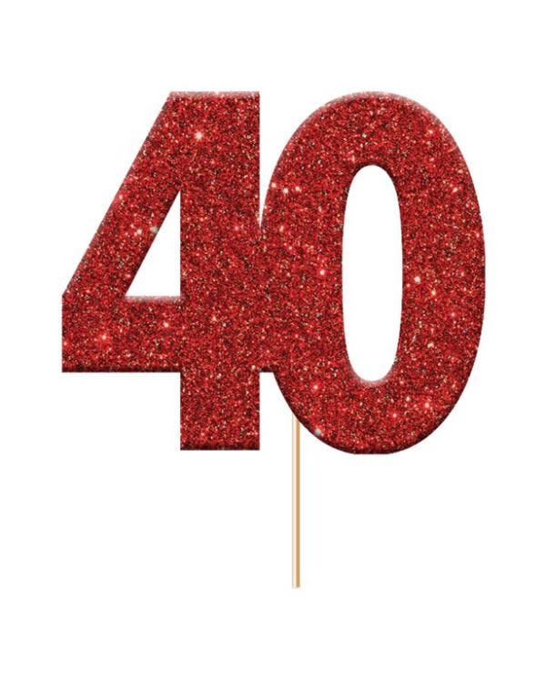 Red 40 Glitter Cupcake Toppers (12pk)