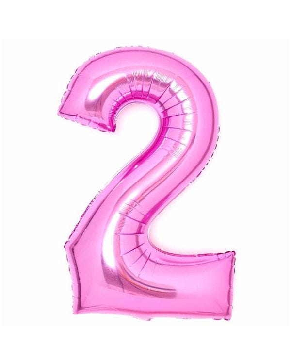 Number 2 Pink Foil Balloon - 34&quot;