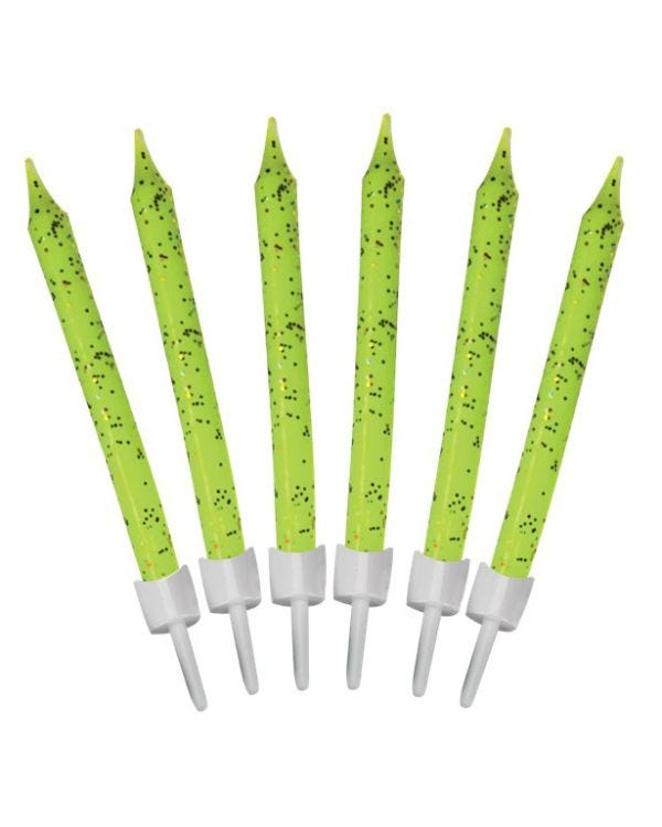 Lime Green Glitter Candles (12pk)