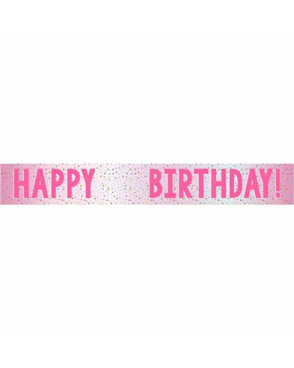 Happy Birthday Pink Add an Age Foil Banner