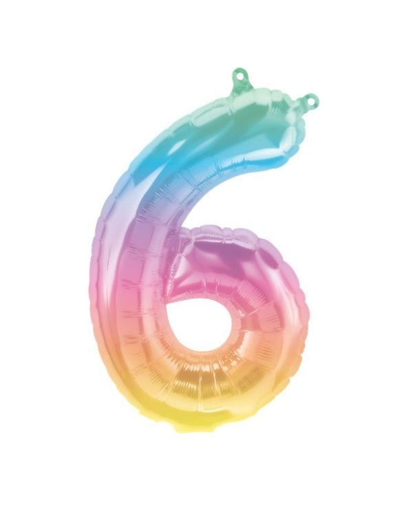 Pastel Ombre Number 6 Balloon - 16&quot; Foil