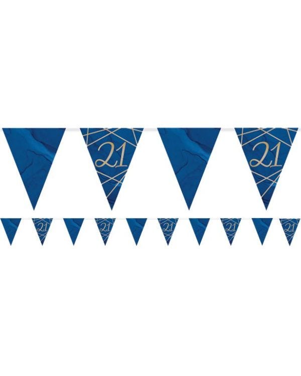 Navy &amp; Gold Geode 21st Birthday Paper Bunting - 3.7m