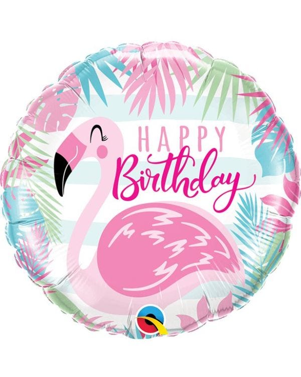 Happy Birthday Pink Flamingo Foil Balloon - 18&quot; Balloon