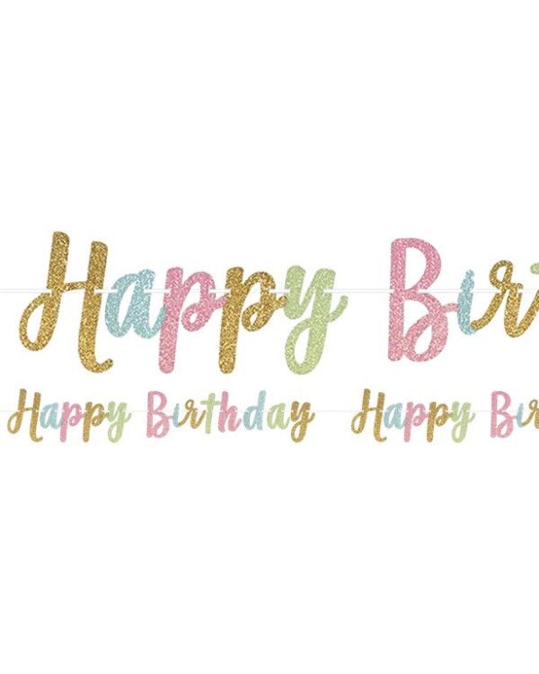 Confetti Fun &#039;Happy Birthday&#039; Glitter Letter Banner - 3.65m