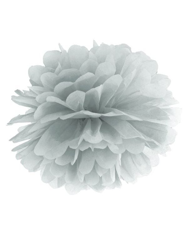 Silver Pom Pom Decoration - 25cm