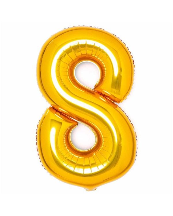Number 8 Gold Foil Balloon - 34&quot;