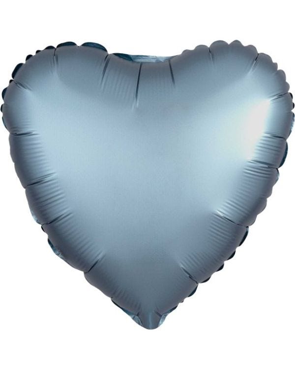 Steel Blue Satin Luxe Heart Foil Balloon - 18&quot;