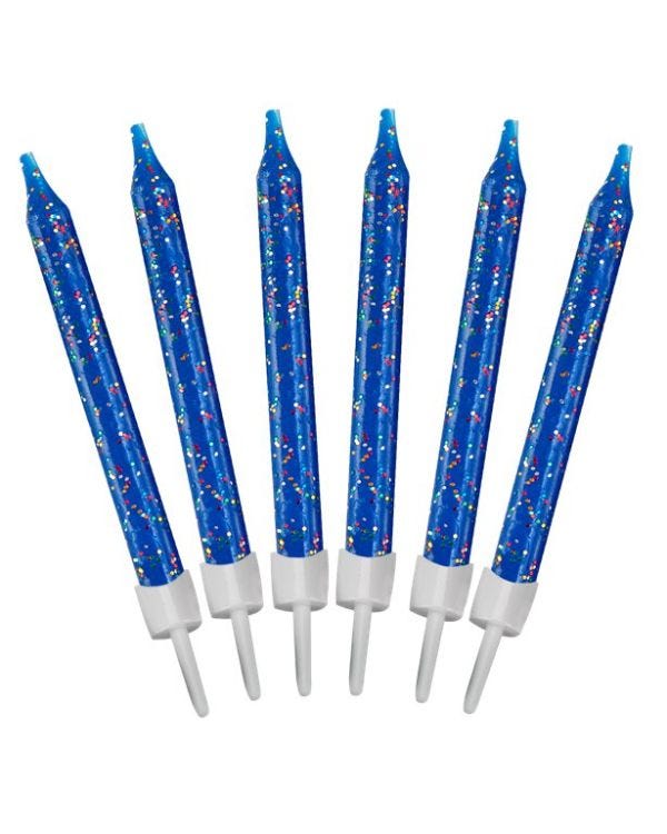 Navy Blue Glitter Candles (12pk)