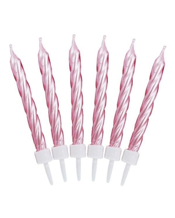 Pearl Pink Twist Candles (12pk)