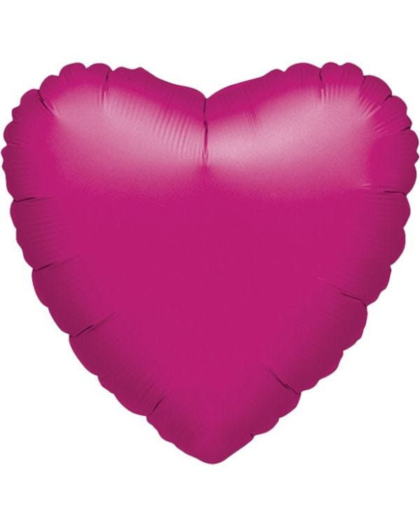 Metallic Fuchsia Pink Heart Valentines Balloon - 18&quot; Foil - unpackaged