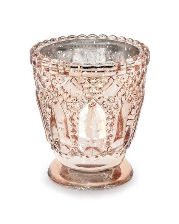 Rose Gold Glass Candle Holder - 8cm (4pk)
