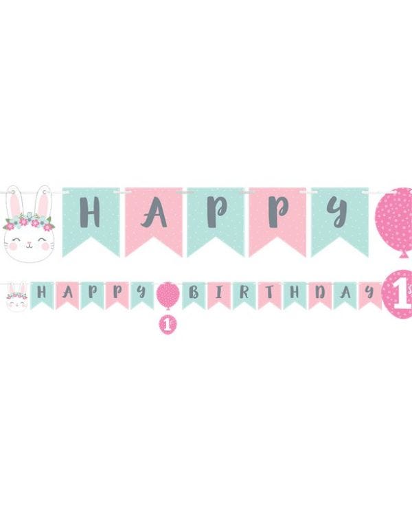Birthday Bunny Ribbon Banner with Sticker Attachments