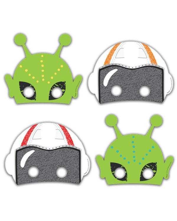 Blast Off Birthday Paper Masks (8pk)