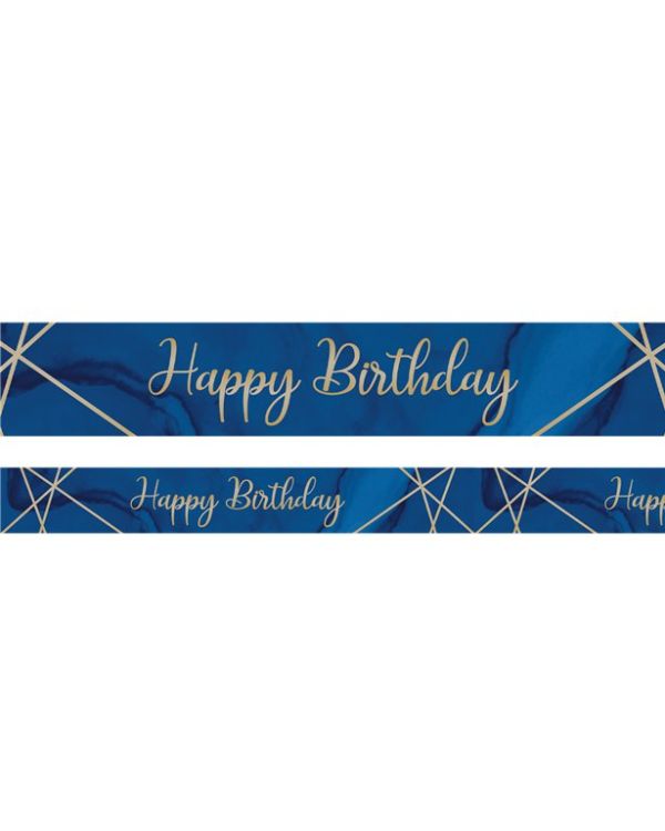 Navy &amp; Gold Geode &#039;Happy Birthday&#039; Foil Banner - 2.74m