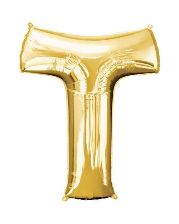 Gold Letter T Balloon - 16&quot; Foil