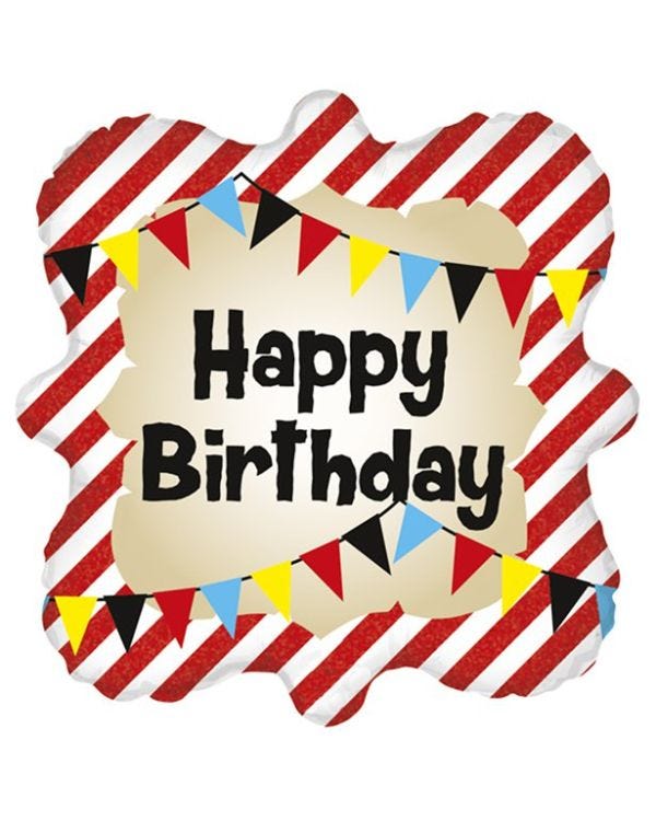 Happy Birthday Square Striped 18&quot; Foil