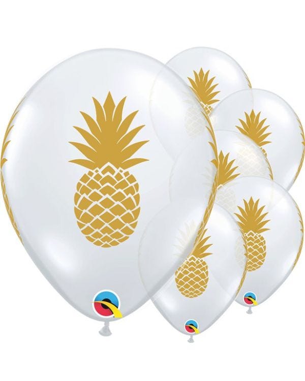 Golden Pineapple Diamond Clear Balloon - 11&quot; Latex (25pk)
