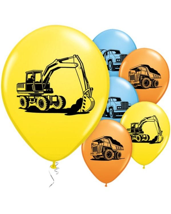 Construction Trucks Balloons - 11&quot; Latex (25pk)