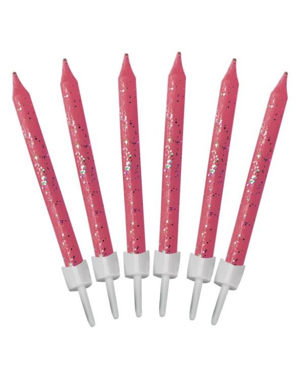 Pink Glitter Candles (12pk)