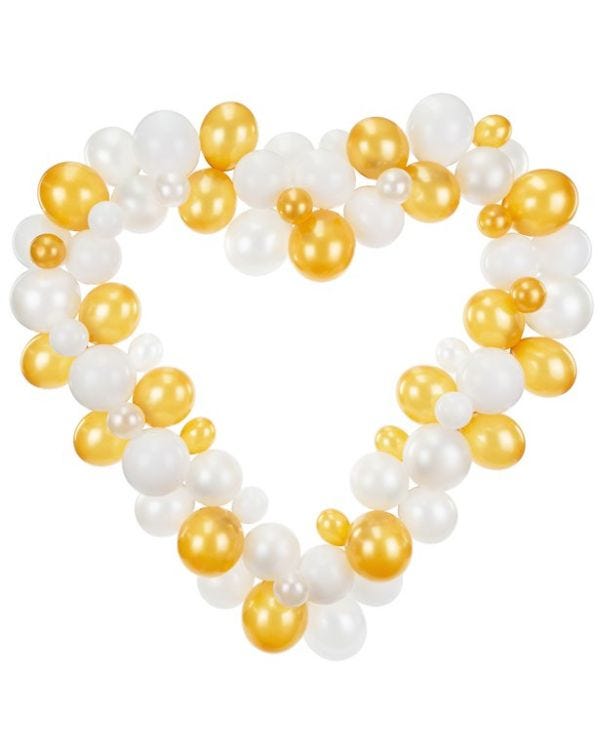 White Heart Balloon Garland - 60 Balloons