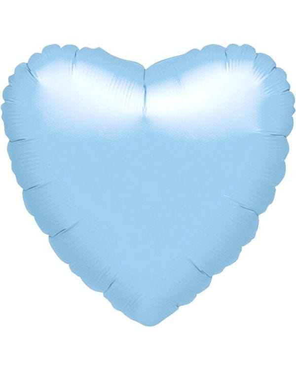 Metallic Pearl Pastel Blue Heart Balloon - 18&#039;&#039; Foil -unpackaged