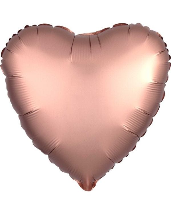 Rose Copper Satin Luxe Heart Foil Balloon - 18&quot; Unpackaged